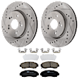 KIT-062224-138 2-Wheel Set Front Brake Disc and Pad Kit, Cross-drilled and Slotted 5 Lugs 296 mm Ceramic, Includes (1) Brake Pad Set and (2) Brake Disc