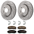 KIT-062224-139 2-Wheel Set Front Brake Disc and Pad Kit, Cross-drilled and Slotted 5 Lugs 296 mm Ceramic, Includes (1) Brake Pad Set and (2) Brake Disc