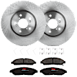 KIT-062224-193 2-Wheel Set Front Brake Disc and Pad Kit, Plain Surface 5 Lugs 329.95 mm Ceramic, Includes (1) Brake Pad Set and (2) Brake Disc