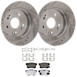 KIT-062224-44 2-Wheel Set Rear Brake Disc and Pad Kit, Cross-drilled and Slotted 5 Lugs 281.69 mm Ceramic, Includes (1) Brake Pad Set and (2) Brake Disc