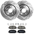 KIT-062224-50 2-Wheel Set Front Brake Disc and Pad Kit, Cross-drilled and Slotted 5 Lugs 311.91 mm Ceramic, Includes (2) Brake Disc and (1) Brake Pad Set