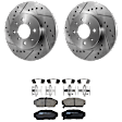 KIT-062224-55 2-Wheel Set Front Brake Disc and Pad Kit, Cross-drilled and Slotted 4 Lugs 261.87 mm Ceramic, Includes (2) Brake Disc and (1) Brake Pad Set
