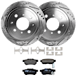 1996 Acura Integra - 2-Wheel Set Rear Brake Disc and Pad Kit, Cross-drilled and Slotted, 4 Lugs, 239.01 mm, Ceramic, 1.8L 4Cyl,  Includes (2) Disc and (1) Pad Set