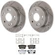 KIT-062224-91 2-Wheel Set Rear Brake Disc and Pad Kit, Cross-drilled and Slotted 5 Lugs 259.59 mm Ceramic, Includes (1) Brake Pad Set and (2) Brake Disc