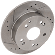 KIT-062224-91 2-Wheel Set Rear Brake Disc and Pad Kit, Cross-drilled and Slotted 5 Lugs 259.59 mm Ceramic, Includes (1) Brake Pad Set and (2) Brake Disc