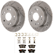 KIT-062224-92 2-Wheel Set Rear Brake Disc and Pad Kit, Cross-drilled and Slotted 5 Lugs 259.59 mm Ceramic, Includes (1) Brake Pad Set and (2) Brake Disc
