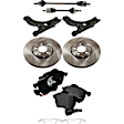 8-Piece Kit Front, Driver and Passenger Side Axle Assembly with Brake Discs, Brake Pad Set, and Control Arms, FWD