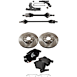 6-Piece Kit Front, Driver and Passenger Side, Lower Control Arm Kit, Includes (2) Brake Disc, (1) Brake Pad Set, (1) Control Arm and (2) Axle Assembly