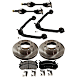 7-Piece Kit Front, Driver and Passenger Side Axle Assembly - New 7-Piece Kit, Includes (1) Brake Pad Set, (2) Control Arm, (2) Axle Assembly and (2) Brake Disc