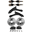 8-Piece Kit Front, Driver and Passenger Side Axle Assembly, Wheel Drive, Includes Brake Discs, Brake Pad Sets, and Control Arms