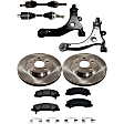 7-Piece Kit Front, Driver and Passenger Side Axle Assembly - New 7-Piece Kit, Includes (2) Brake Disc, (1) Brake Pad Set, (2) Control Arm and (2) Axle Assembly