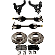 7-Piece Kit Front, Driver and Passenger Side, Lower Control Arm Kit, Includes (2) Axle Assembly, (2) Brake Disc, (1) Brake Pad Set, and (2) Control Arm