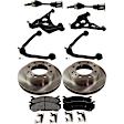 9-Piece Kit Front, Driver and Passenger Side, Upper and Lower Control Arm Kit, Includes (2) Axle Assembly, (2) Brake Disc, (1) Brake Pad Set, and (4) Control Arm