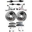 7-Piece Kit Front, Driver and Passenger Side, Lower Control Arm Kit, Includes (2) Brake Disc, (1) Brake Pad Set, (2) Control Arm and (2) Axle Assembly