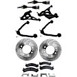 9-Piece Kit Front, Driver and Passenger Side, Upper and Lower Control Arm Kit, Includes (1) Brake Pad Set, (4) Control Arm, (2) Axle Assembly and (2) Brake Disc