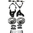 9-Piece Kit Front, Driver and Passenger Side, Upper and Lower Control Arm, Rear Wheel Drive, includes Axle Assembly, Brake Discs, and Brake Pad Set