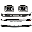 5-Piece Kit, Front Bumper, Chrome, Includes (1) Bumper, (1) Bumper Cover, (2) Fog Light, and (1) Valance