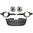 5-Piece Kit Grille Chrome Shell with Painted Gray Insert, Includes (2) Fog Light, (2) Fog Light Trim, and (1) Grille Assembly