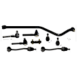 9-Piece Kit Track Bar - Direct Fit, 9-Piece Kit, Includes (1) Track Bar, (3) Tie Rod End, (2) Sway Bar Link, (2) Ball Joint and (1) Tie Rod Adjusting Sleeve