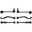 6-Piece Kit Front, Driver and Passenger Side, Lower, Frontward and Rearward Control Arm, includes (4) Control Arm and (2) Sway Bar Link