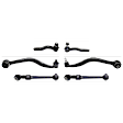 6-Piece Kit Front, Driver and Passenger Side, Lower, Frontward and Rearward Control Arm, includes (4) Control Arm and (2) Tie Rod End