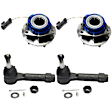 4-Piece Kit Front, Driver and Passenger Side Suspension Kit, Includes (2) Tie Rod End and (2) Wheel Hub