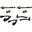 6-Piece Kit Front, Driver and Passenger Side, Upper Control Arm Kit, Includes (2) Control Arm and (4) Tie Rod End