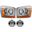 2004 Dodge Durango - 4-Piece Kit Driver and Passenger Side Halogen Headlight, With bulb(s), OE Replacement,  Includes (2) Fog Light and (2) Headlight