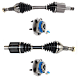 4-Piece Kit Front, Driver and Passenger Side Axle Assembly, New Kit FWD, includes (2) Axle Assembly and (2) Wheel Hub