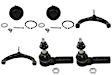 6-Piece Kit Front, Driver and Passenger Side, Upper, Control Arm, includes (2) Ball Joint, (2) Control Arm, and (2) Tie Rod End