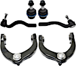 6-Piece Kit Front, Driver and Passenger Side, Upper Control Arm, includes (2) Ball Joint, (2) Control Arm, and (2) Tie Rod End