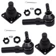 4-Piece Kit Front, Driver and Passenger Side, Lower Ball Joint, includes (2) Ball Joint and (2) Tie Rod End