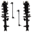 4-Piece Kit Front, Driver and Passenger Side Fully Loaded Strut, includes (2) Loaded Strut and (2) Sway Bar Link