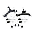 8-Piece Kit Front, Driver and Passenger Side, Lower Control Arm, includes (2) Control Arm, (2) Sway Bar Link, and (4) Tie Rod End