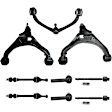 9-Piece Kit Front, Driver and Passenger Side, Upper and Lower Control Arm, includes (3) Control Arm, (2) Sway Bar Link, and (4) Tie Rod End