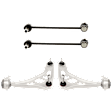 4-Piece Kit Front, Driver and Passenger Side, Lower Control Arm, includes (2) Control Arm and (2) Sway Bar Link