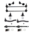10-Piece Kit Front, Driver and Passenger Side, Inner and Outer Tie Rod End Includes (2) Ball Joint, (4) Sway Bar Link, and (4) Tie Rod End