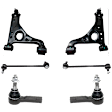 6-Piece Kit Front, Driver and Passenger Side, Lower Control Arm, includes (2) Control Arm, (2) Sway Bar Link, and (2) Tie Rod End