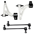 4-Piece Kit Front, Driver and Passenger Side, Lower Control Arm, includes (2) Control Arm and (2) Sway Bar Link