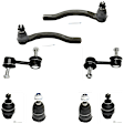 7-Piece Kit Front, Driver and Passenger Side, Upper and Lower Ball Joint, includes (3) Ball Joint, (2) Sway Bar Link, and (2) Tie Rod End