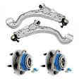 4-Piece Kit Front, Driver and Passenger Side, Lower Control Arm, includes (2) Control Arm and (2) Wheel Hub