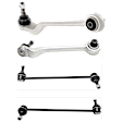 4-Piece Kit Front, Driver and Passenger Side, Lower, Rearward Control Arm, includes (2) Control Arm and (2) Sway Bar Link