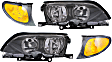 2002-2005 BMW 330xi - 4-Piece Kit Driver and Passenger Side Halogen Headlight, With bulb(s), OE Replacement, Includes (2) Corner Light and (2) Headlight