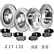 4-Wheel Set Front and Rear Brake Disc and Pad Kit, Plain Surface 5 Lugs Front-295.91 mm/Rear-280.92 mm Ceramic Pro-Line Series, Includes (2) Brake Pad Set and (4) Brake Disc