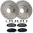 KIT-062924-03 2-Wheel Set Front Brake Disc and Pad Kit, Cross-drilled and Slotted 5 Lugs 299.97 mm Ceramic, Includes (1) Brake Pad Set and (2) Brake Disc