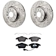 KIT-062924-105 2-Wheel Set Front Brake Disc and Pad Kit, Cross-drilled and Slotted 5 Lugs 311.91 mm Semi-metallic, Includes (1) Brake Pad Set and (2) Brake Disc