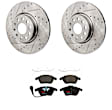KIT-062924-106 2-Wheel Set Front Brake Disc and Pad Kit, Cross-drilled and Slotted 5 Lugs 311.91 mm Semi-metallic, Includes (1) Brake Pad Set and (2) Brake Disc