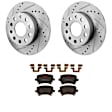 KIT-062924-128 2-Wheel Set Rear Brake Disc and Pad Kit, Cross-drilled and Slotted 5 Lugs 256 mm Ceramic, Includes (1) Brake Pad Set and (2) Brake Disc