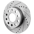 KIT-062924-128 2-Wheel Set Rear Brake Disc and Pad Kit, Cross-drilled and Slotted 5 Lugs 256 mm Ceramic, Includes (1) Brake Pad Set and (2) Brake Disc