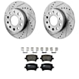KIT-062924-129 2-Wheel Set Rear Brake Disc and Pad Kit, Cross-drilled and Slotted 5 Lugs 256 mm Semi-metallic, Includes (1) Brake Pad Set and (2) Brake Disc